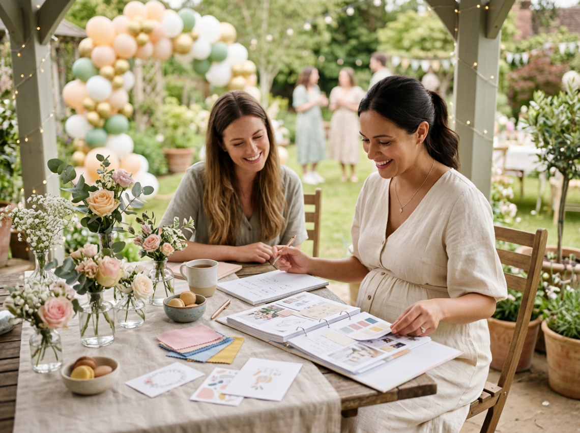 Babyparty planen: Wickelbereich mit Windeleimer einrichten und Gäste begeistern (KI)