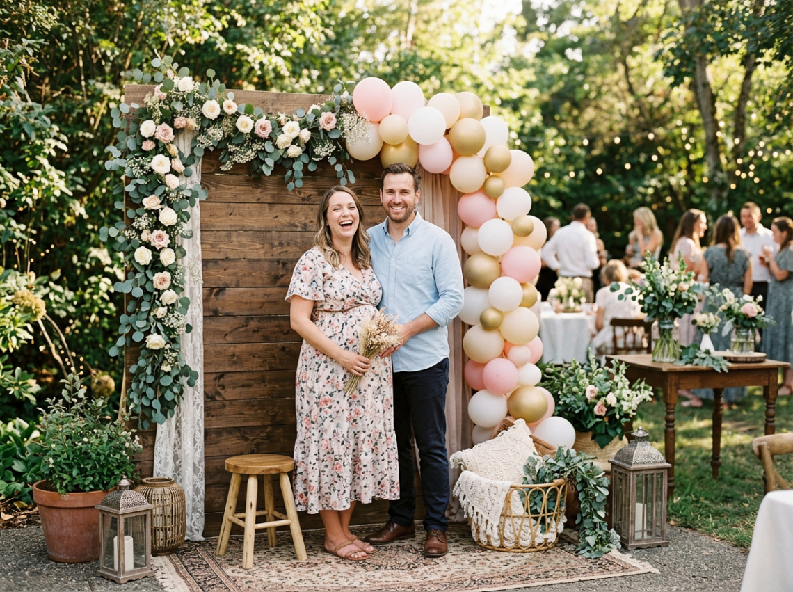 Babyparty und Konfirmation: Fotostationen als Programmelement neben dem Gästebuch (KI)